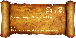 Szarvasy Nikoletta névjegykártya